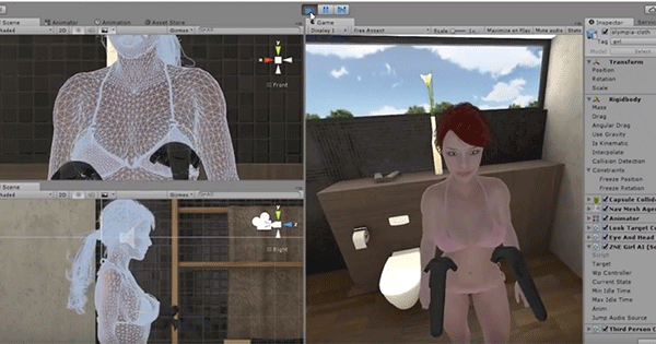 Screenshot of the HTC Vive breast interaction test. 