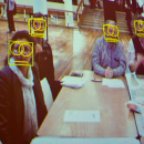 A photos showing facial recognition tech in action.