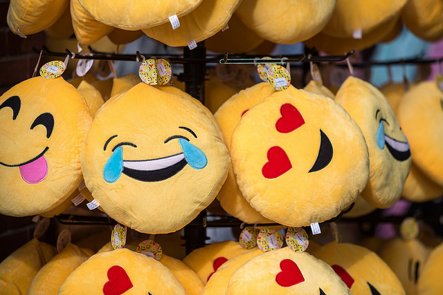 Stuffed plush toys that looks like emojis. 