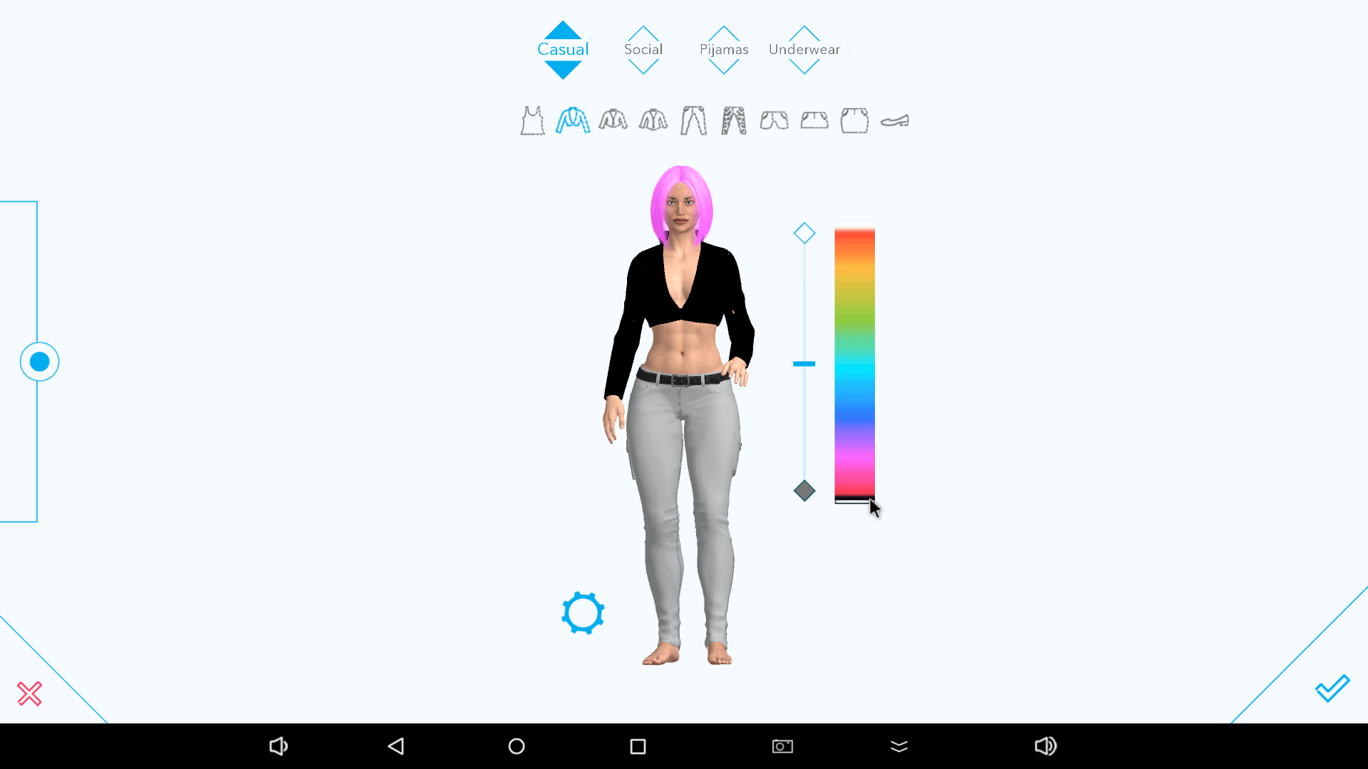 Picking clothing on the Harmony AI app. 