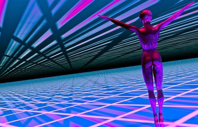 3D illustration of a woman over a high tech futuristic background