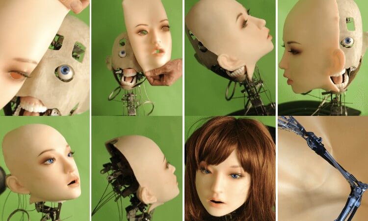 The robotic head of the AI sex doll being created by Doll Sweet.