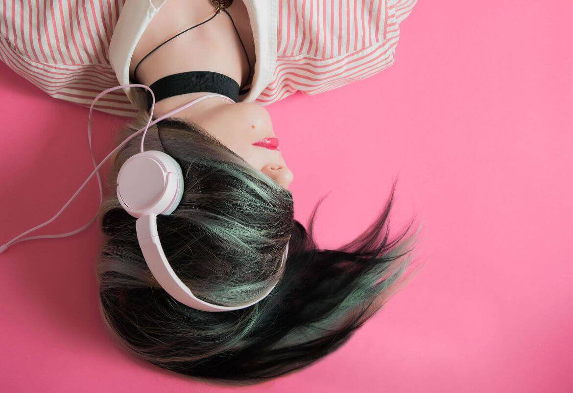 woman wearing headphones