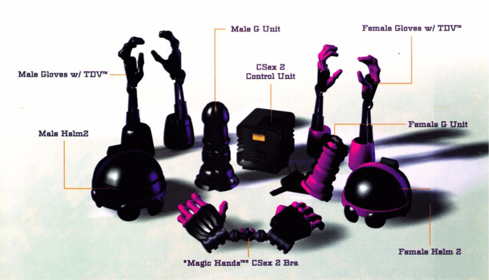 Hypothetical prototypes of cybersex gear and accessories. 