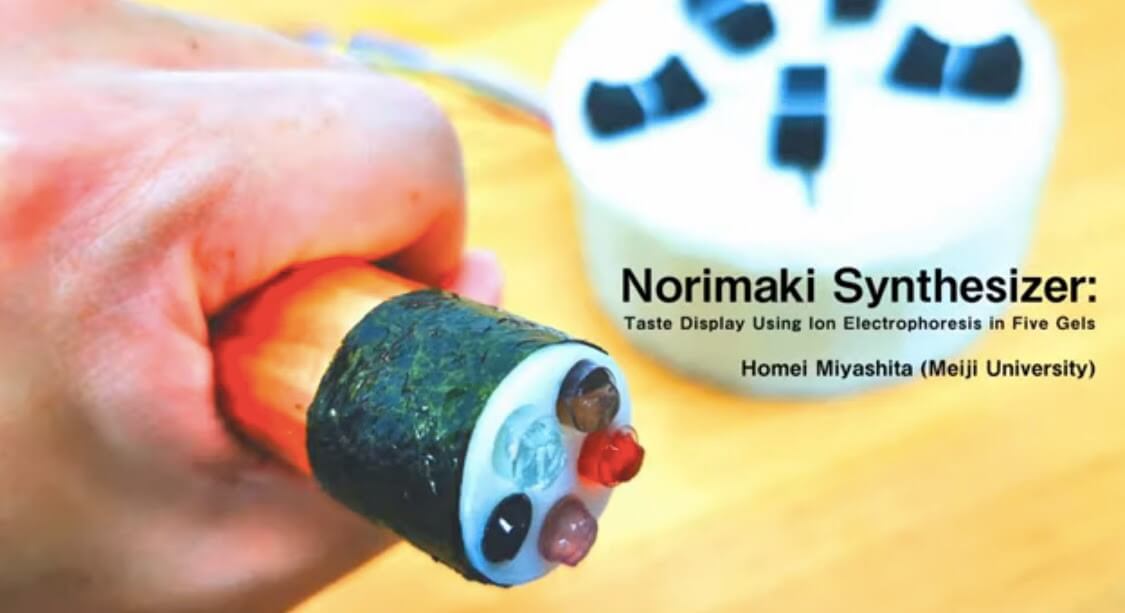Norimaki synthesizer taste display using ion electrophoresis in five gels