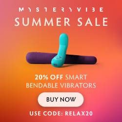Mysteryvibe summer vibrator sale 20% off banner use coupon code RELAX20
