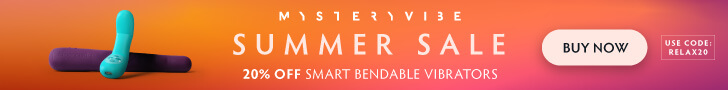 Mysteryvibe summer vibrator sale 20% off banner use coupon code RELAX20