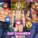 Three hot gay men with ripped abs from the RPG male sex game Gay Harem.
