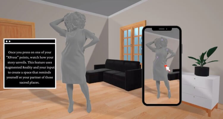 Screenshot of ar.body demo that feature Augmented Reality and "XPress" points
