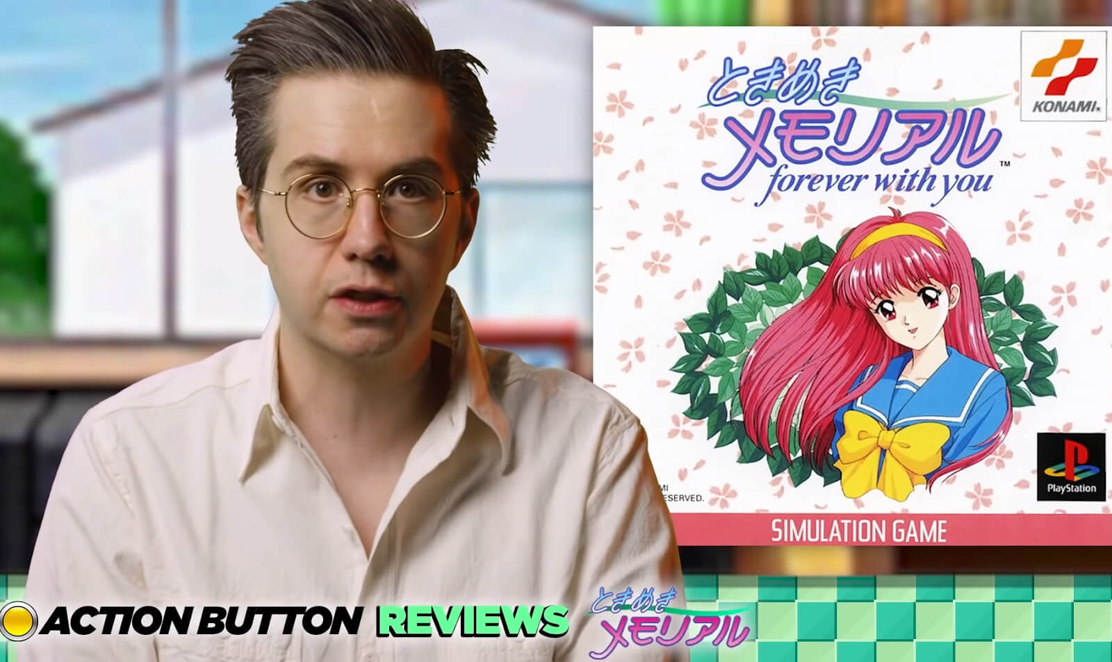 A screenshot from the  YouTube video from Action Button Reviews covering dating simulator Tokimeki Memorial.