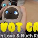 Image of a Female Customer Interacting with Cute Robots in LOVOT Cafe in Kawasaki, Japan