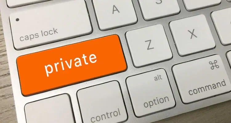 Image of keyboard with 'Private' orange key