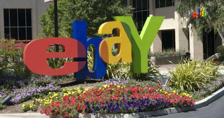 Picture of eBay logo at office entrance