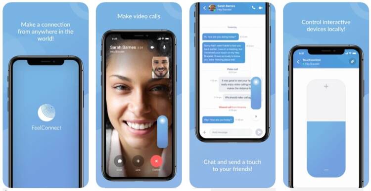 Screenshot of FeelConnect app future of interactivity intimacy available on Apple and Google Store