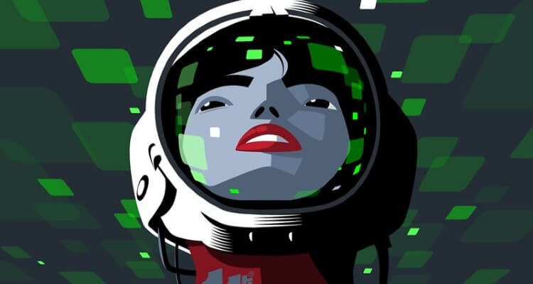A screenshot of women astronaut anime