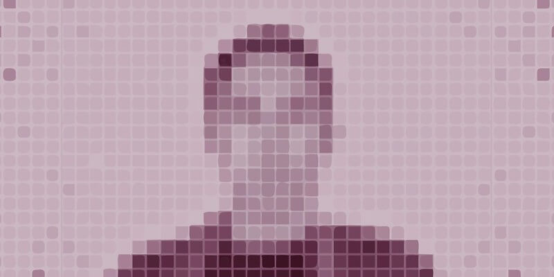 A pixelated image of a person's face.