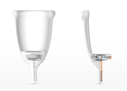 A front-on and side view of the LOONCUP and internal mechanics.